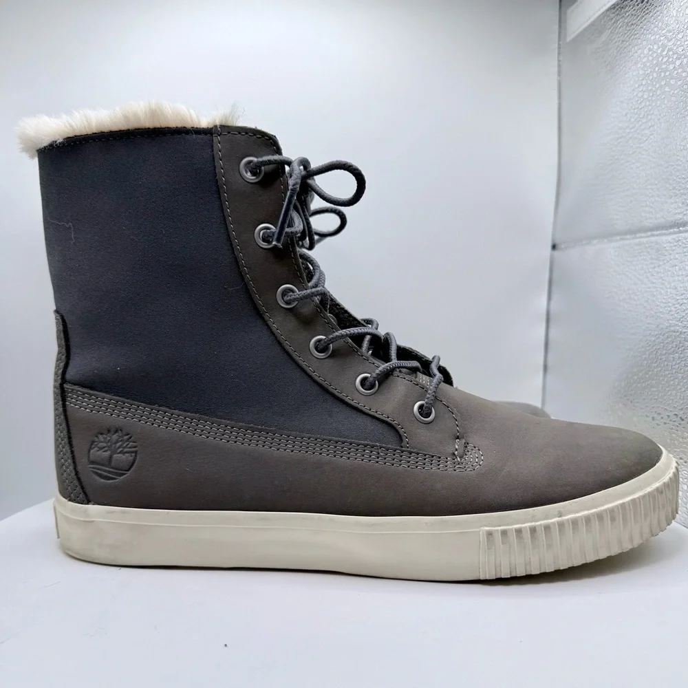 Timberland Gray Faux Fur Lined Winter Boots ReBOTL Women’s Size‎ 9